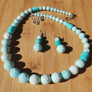 Jay King DTR Aragon and Turquoise necklace and earrings set 925 Sterling Silver.